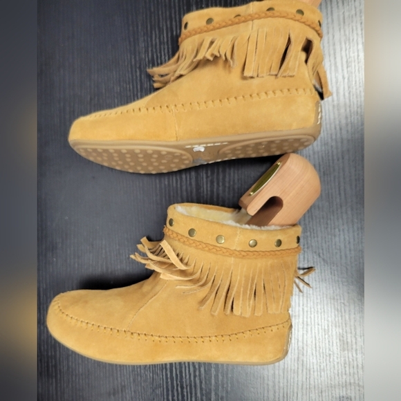 Lucky Brand‎ Leather Fringe Moccasin Booties Women Size 6 - Picture 6 of 11